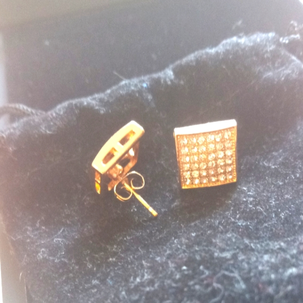 Gold plated.cz earrings hip-hop style